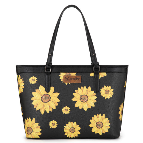 WG204-2002  Wrangler Sunflower Print Tote Bag - Black