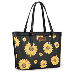 WG204-2002  Wrangler Sunflower Print Tote Bag - Black