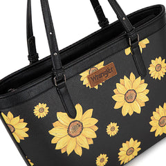 WG204-2002  Wrangler Sunflower Print Tote Bag - Black