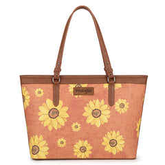 WG204-2002  Wrangler Sunflower Print Tote Bag - Brown