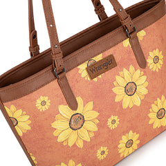 WG204-2002  Wrangler Sunflower Print Tote Bag - Brown