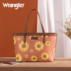 WG204-2002  Wrangler Sunflower Print Tote Bag - Brown