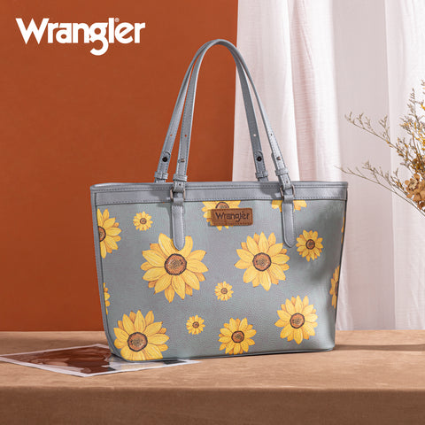 WG204-2002  Wrangler Sunflower Print Tote Bag - Jean