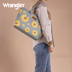 WG204-2002  Wrangler Sunflower Print Tote Bag - Jean