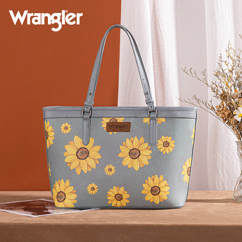 WG204-2002  Wrangler Sunflower Print Tote Bag - Jean