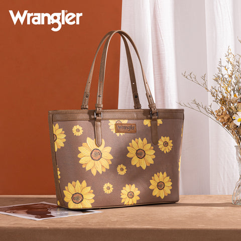 WG204-2002  Wrangler Sunflower Print Tote Bag - Khaki