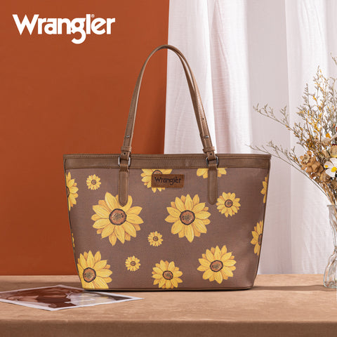 WG204-2002  Wrangler Sunflower Print Tote Bag - Khaki