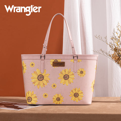 WG204-2002  Wrangler Sunflower Print Tote Bag - Pink