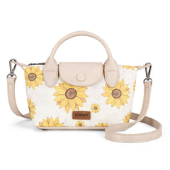 WG204-426  Wrangler Sunflower Print Mini Top Handle Crossbody - Beige