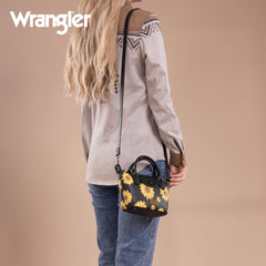 WG204-426  Wrangler Sunflower Print Mini Top Handle Crossbody - Black