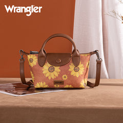 WG204-426  Wrangler Sunflower Print Mini Top Handle Crossbody - Brown