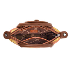 WG204-426  Wrangler Sunflower Print Mini Top Handle Crossbody - Brown