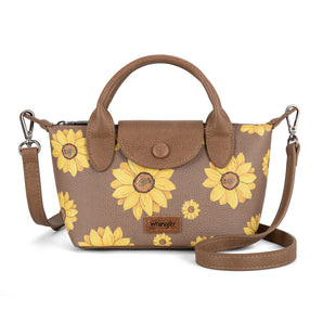 WG204-426  Wrangler Sunflower Print Mini Top Handle Crossbody - Khaki