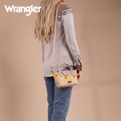 WG204-426  Wrangler Sunflower Print Mini Top Handle Crossbody - Pink