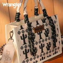 WG206-8122S  Wrangler Cactus Print Rope Tote/Crossbody -Beige
