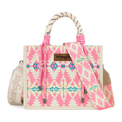 WG206-8122S  Wrangler Aztec Print Rope Tote/Crossbody - Light Pink