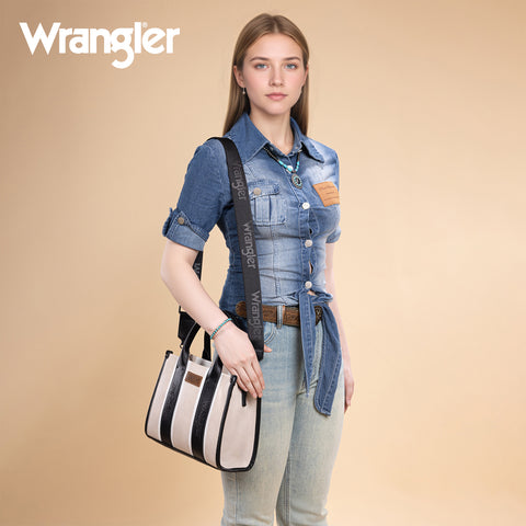 WG208-8120SBK  Wrangler Color Block Tote/Crossbody - Black