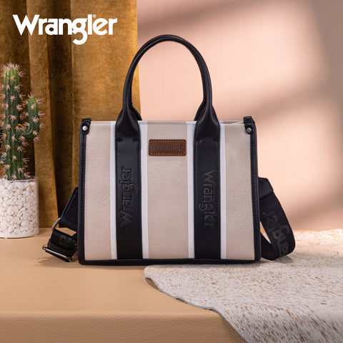 WG208-8120SBK  Wrangler Color Block Tote/Crossbody - Black