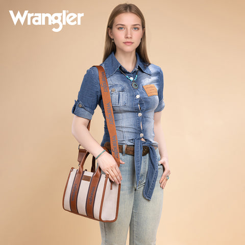 WG208-8120SBR  Wrangler Color Block Tote/Crossbody - Brown