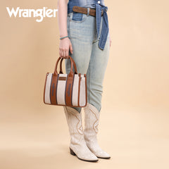 WG208-8120SBR  Wrangler Color Block Tote/Crossbody - Brown