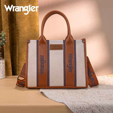 WG208-8120SBR  Wrangler Color Block Tote/Crossbody - Brown