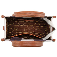 WG208-8120SBR  Wrangler Color Block Tote/Crossbody - Brown