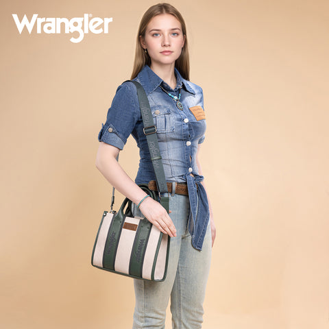 WG208-8120SGN   Wrangler Color Block Tote/Crossbody - Green