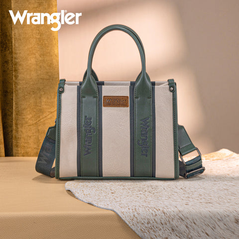 WG208-8120SGN   Wrangler Color Block Tote/Crossbody - Green