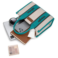 WG208-8120STQ   Wrangler Color Block Tote/Crossbody - Turquoise