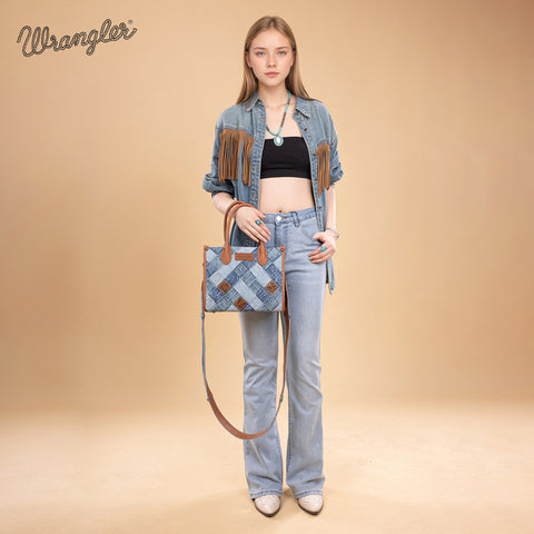 WG210-8120S  Wrangler Woven Denim Concealed Carry  Tote/Crossbody -Jean