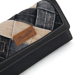 WG210-W062  Wrangler Denim Woven Tri-Fold Wristlet/Wallet  -Black