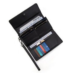 WG210-W062  Wrangler Denim Woven Tri-Fold Wristlet/Wallet  -Black