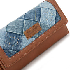 WG210-W062  Wrangler Denim Woven Tri-Fold Wristlet/Wallet  -Jean