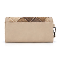 WG210-W062  Wrangler Denim Woven Tri-Fold Wristlet/Wallet  -Tan