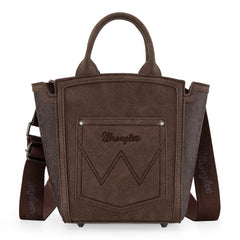 WG211-8014  Wrangler Aztec Embroidered Floral Embossed Tote/Crossbody - Coffee