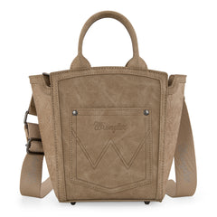 WG211-8014  Wrangler Aztec Embroidered Floral Embossed Tote/Crossbody -Tan