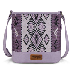 WG213-2003  Wrangler Aztec Distressed Print Dual Sided Print Concealed Carry Crossbody-Purple