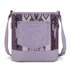 WG213-2003  Wrangler Aztec Distressed Print Dual Sided Print Concealed Carry Crossbody-Purple