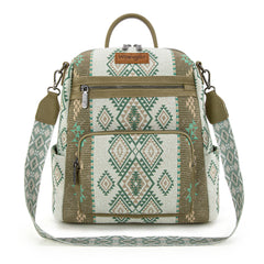 WG213-9110   Wrangler Aztec Print Backpack/Crossbody -Green