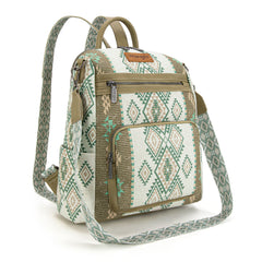 WG213-9110   Wrangler Aztec Print Backpack/Crossbody -Green