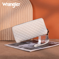WG214-W064  Wrangler Quilted Design RFID Wallet /Wristlet - Beige