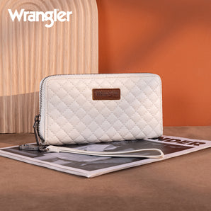 WG214-W064 Wrangler Quilted Design RFID Wallet/Wristlet - Beige