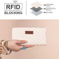 WG214-W064  Wrangler Quilted Design RFID Wallet /Wristlet - Beige
