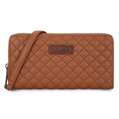 WG214-W064  Wrangler Quilted Design RFID Wallet /Wristlet - Brown