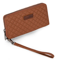 WG214-W064  Wrangler Quilted Design RFID Wallet /Wristlet - Brown