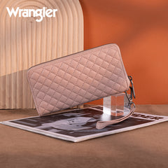 WG214-W064  Wrangler Quilted Design RFID Wallet /Wristlet - Dark Pink