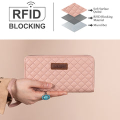 WG214-W064  Wrangler Quilted Design RFID Wallet /Wristlet - Dark Pink