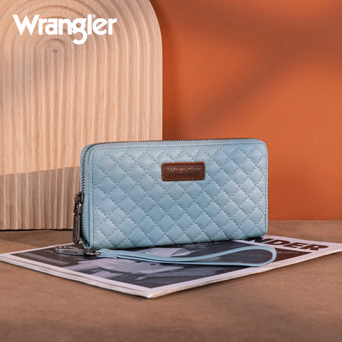 WG214-W064  Wrangler Quilted Design RFID Wallet /Wristlet - Jean