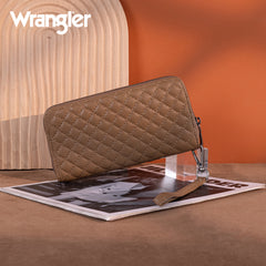 WG214-W064  Wrangler Quilted Design RFID Wallet /Wristlet - Khaki