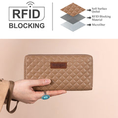 WG214-W064  Wrangler Quilted Design RFID Wallet /Wristlet - Khaki